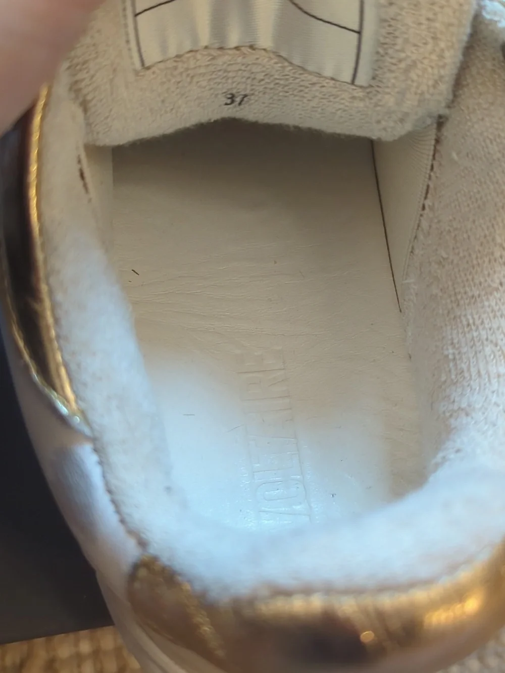 NWB Zadig & Voltaire Wings Low Sneakers White Gold Leather Size 7 (37) - Picture 7 of 7